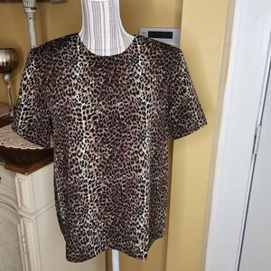 K arnold animal print blouse women's size M